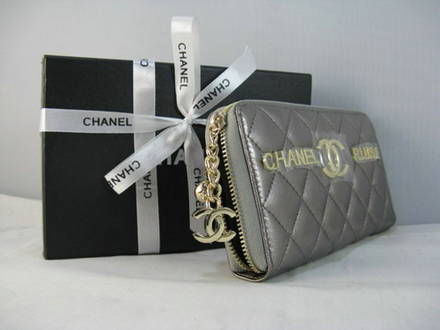 シャネルコピー CHANEL ラムスキン 長財布 シルバーグレー A312