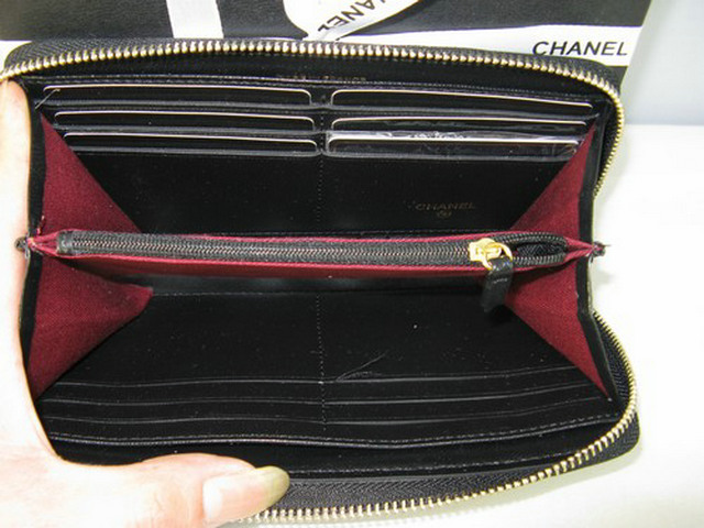 シャネル財布コピー CHANELラムスキン 長財布 ブラック A312
