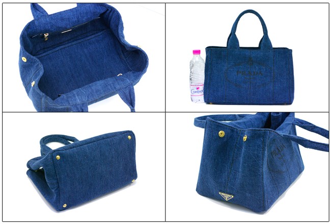PRADA トートバッグ デニム キャンバス ブルー 紙袋付 B1877B8