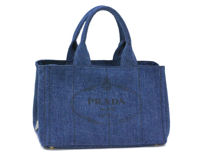 PRADA トートバッグ デニム キャンバス ブルー 紙袋付 B1877B8