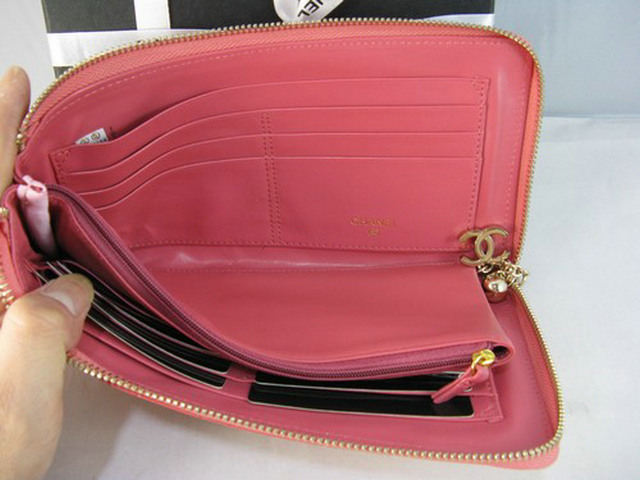 シャネル CHANELスーパーコピーラムスキン 長財布 ピンク A311