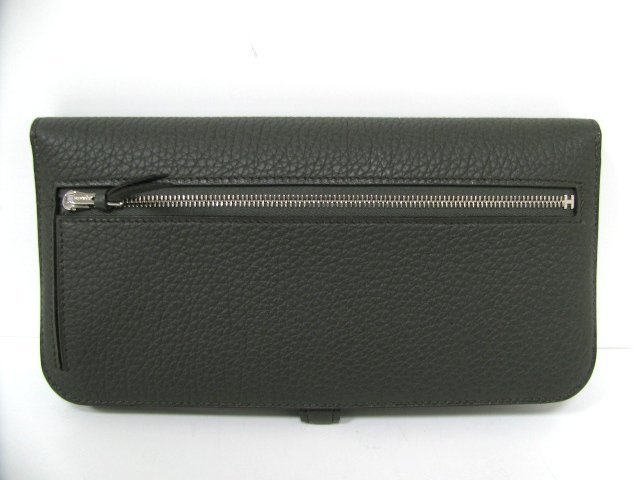 エルメス ドゴンロング 二つ折長財布 トゴ/グレー（金具：シルバー）HERMES15