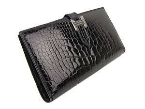 HERMES(エルメス) ベアン二つ折長財布アリゲーター/ブラック hq017