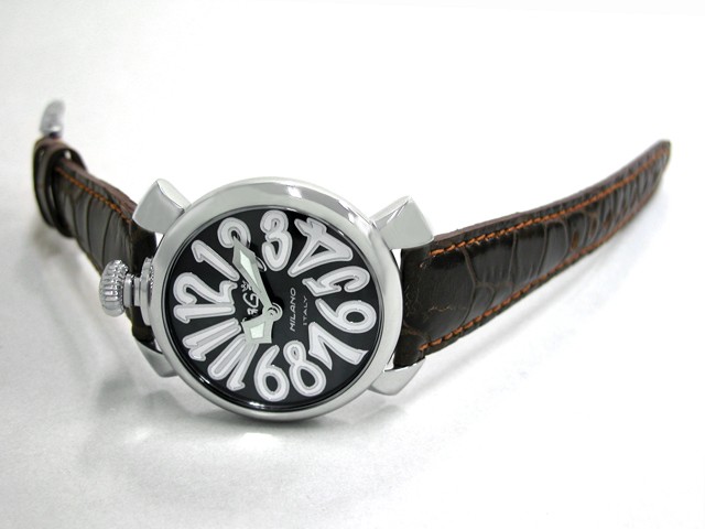 ガガ･ミラノ マニュアル 40mm クォーツ 5020.4 ブラウン皮 ブラックシェル/ホワイトアラビア