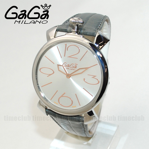 ガガミラノ 時計 スーパーコピー n級品 マニュアーレ シン マヌアーレ 46mm グレー レザー/シルバー 5090.01
