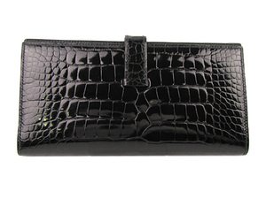HERMES(エルメス) ベアン二つ折長財布アリゲーター/ブラック hq017