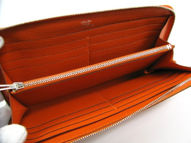 エルメス アザップロング/□P刻印/オレンジ/シェーブル HERME017