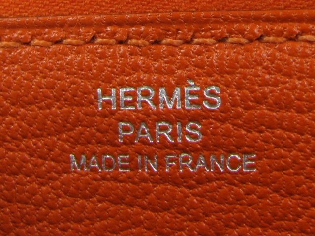 エルメス アザップロング/□P刻印/オレンジ/シェーブル HERME017