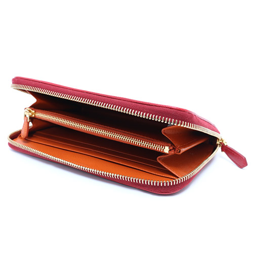 プラダ 財布 韓国 スーパーコピー COLOUR カーフレザー 長財布 レッド FUOCO＆パパイヤオレンジ PAPAYA 1M0506 2FAF HGT