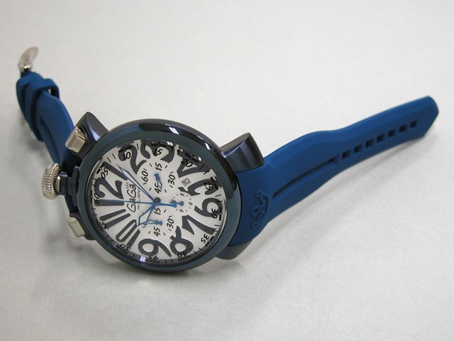 ガガ･ミラノ クロノ 48mm クォーツ 6050.1 レッドラバー シルバー/マルチカラーアラビア