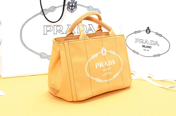 PRADAコピー CANAPA ハンドバッグ パパイヤオレンジ＆ゴールド BN1877ZKIS100