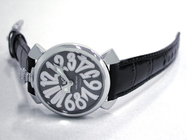 ガガ･ミラノ マニュアル 40mm クォーツ 5020.4 ブラック皮 ブラックシェル/ホワイトアラビア