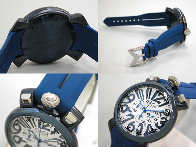 ガガ･ミラノ クロノ 48mm クォーツ 6050.1 レッドラバー シルバー/マルチカラーアラビア