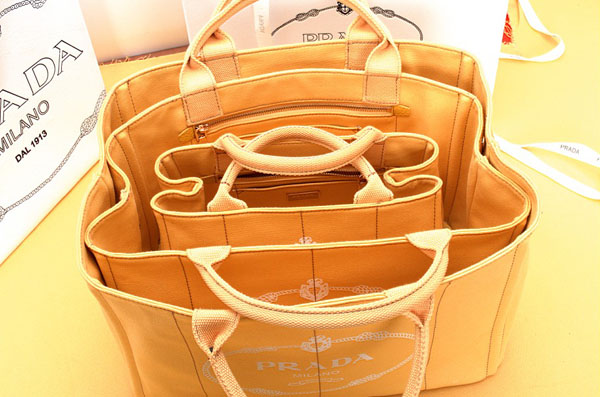 PRADAコピー CANAPA ハンドバッグ パパイヤオレンジ＆ゴールド BN1877ZKIS100
