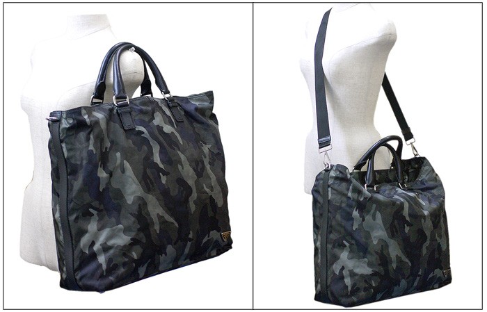 PRADA カモフラージュ 迷彩 2WAY ショルダーバッグ グレー VA0882