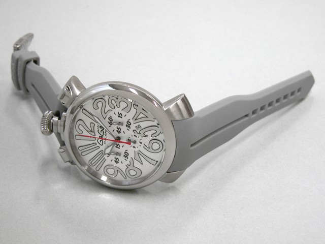 ガガ･ミラノ マニュアルクロノ 48mm クォーツ 5050.8 ブルーラバー ホワイト/ブルーアラビア