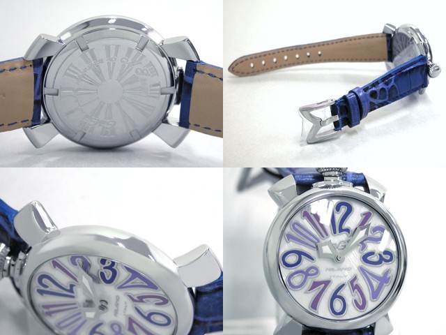 ガガ･ミラノ マニュアル 40mm クォーツ 5020.3 ブルー皮 ホワイトシェル/ブルーカラーアラビア