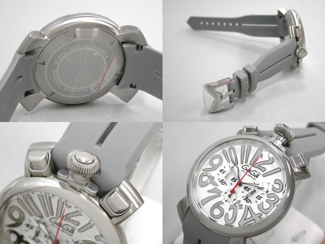 ガガ･ミラノ マニュアルクロノ 48mm クォーツ 5050.8 ブルーラバー ホワイト/ブルーアラビア