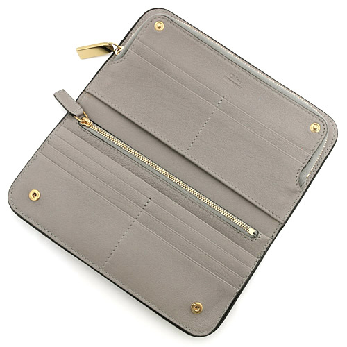 クロエ CHLOE アリス カーフレザー 長財布 カシミアグレー【CASHMERE GREY】＆ブラック 3P0043 703 06T