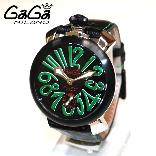 ガガミラノ 時計 スーパーコピー n級品 マニュアーレ マヌアーレ 48mm ブラックレザー/グリーン 5013.02S