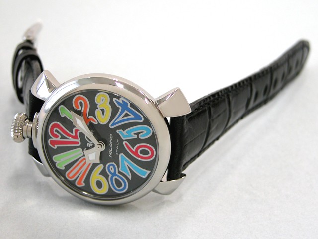 ガガ･ミラノ マニュアル 40mm クォーツ 5020.2 ブラック皮 ブラックシェル/マルチカラーアラビア