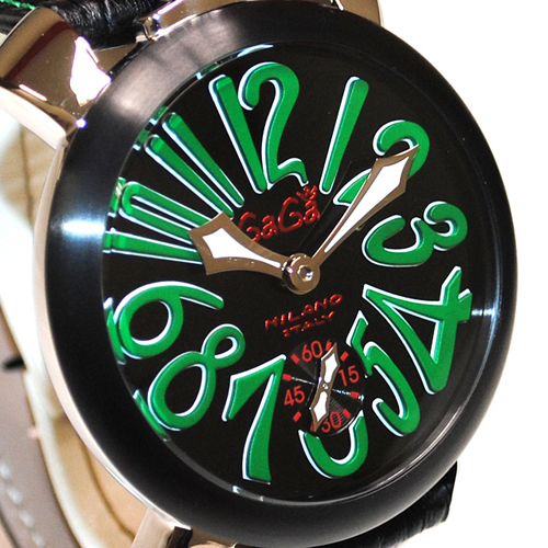 ガガミラノ 時計 スーパーコピー n級品 マニュアーレ マヌアーレ 48mm ブラックレザー/グリーン 5013.02S
