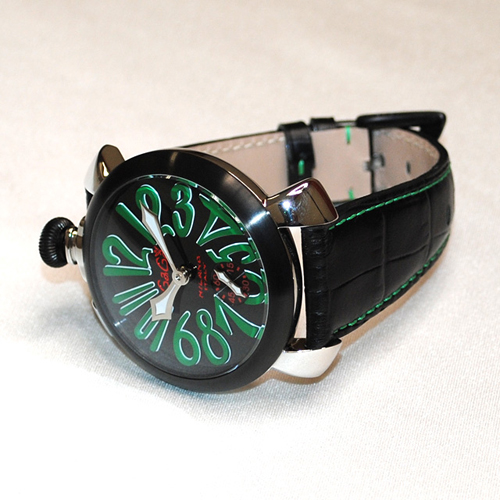 ガガミラノ 時計 スーパーコピー n級品 マニュアーレ マヌアーレ 48mm ブラックレザー/グリーン 5013.02S
