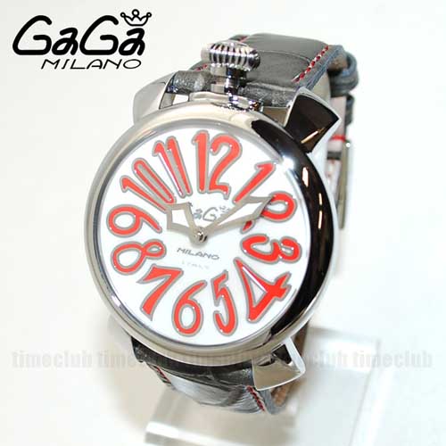 ガガミラノ 時計 スーパーコピー n級 マニュアーレ マヌアーレ 40mm ホワイト レザー/シルバー 5020.10