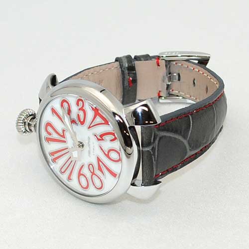 ガガミラノ 時計 スーパーコピー n級 マニュアーレ マヌアーレ 40mm ホワイト レザー/シルバー 5020.10