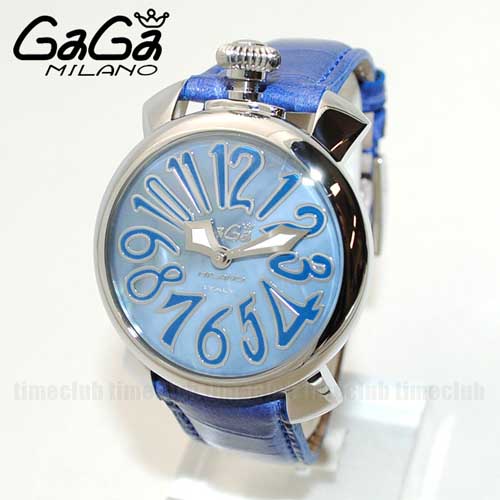 ガガミラノ 時計 スーパーコピー n級 マニュアーレ マヌアーレ 40mm ブルー レザー/シルバー 5020.11