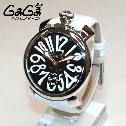 ガガミラノ 時計 スーパーコピー n級品 マニュアーレ マヌアーレ 48mm ホワイトレザー/シルバー/ブラック 5010.06S