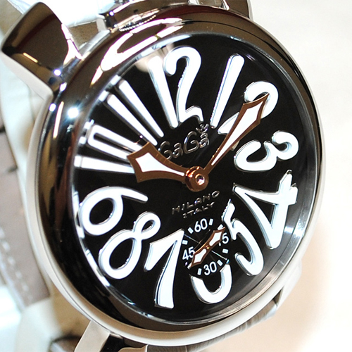 ガガミラノ 時計 スーパーコピー n級品 マニュアーレ マヌアーレ 48mm ホワイトレザー/シルバー/ブラック 5010.06S