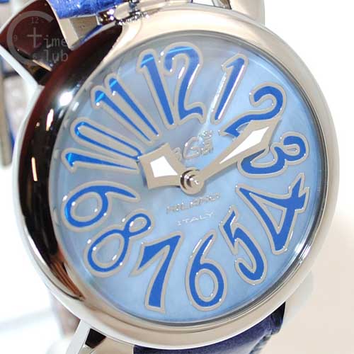 ガガミラノ 時計 スーパーコピー n級 マニュアーレ マヌアーレ 40mm ブルー レザー/シルバー 5020.11