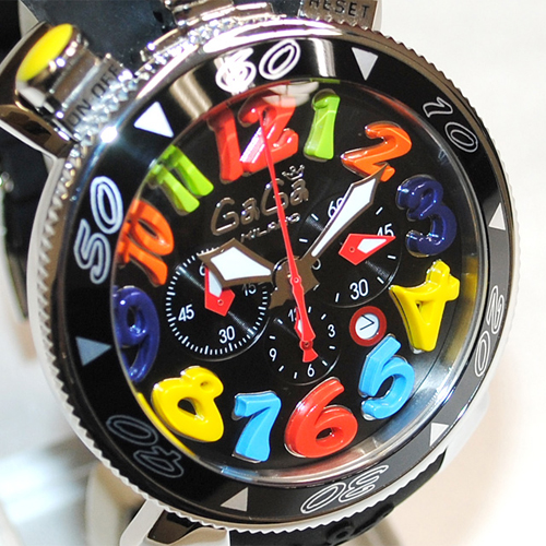 ガガミラノ 時計 スーパーコピー n級品 クロノ 48mm ブラック ラバー/シルバー 60502 BK
