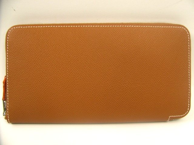エルメス アザップ シルクイン ラウンド長財布エプソン×シルク/ゴールド×オレンジ HERME025