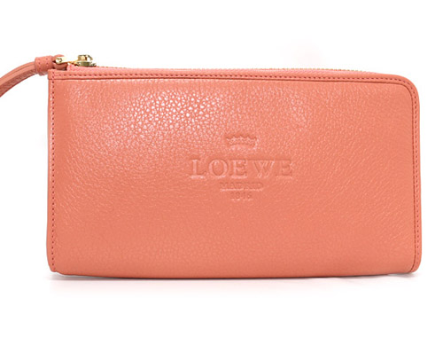 ロエベ 韓国 スーパーコピー LOEWE ヘリテージ カーフレザー 長財布札入れ ピーチPEACH 17679 H40E 7150 