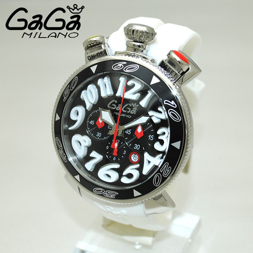 ガガミラノ 時計 スーパーコピー n級品 クロノ 48mm ホワイト ラバー/シルバー 60508 WH