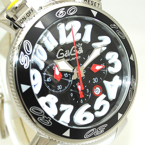 ガガミラノ 時計 スーパーコピー n級品 クロノ 48mm ホワイト ラバー/シルバー 60508 WH