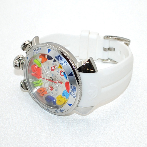ガガミラノ 時計 スーパーコピー n級品 クロノ 48mm ホワイト ラバー/シルバー 60501 WH