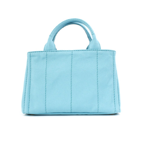  PRADA CANAPA キャンバス ハンドバッグ ライトブルー＆ゴールド BN2439