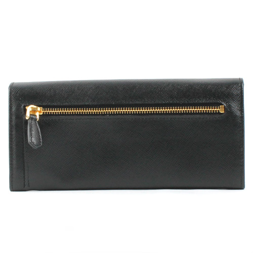 プラダ SAFFIANO FIOCCO リボンモチーフ 長財布 ブラック＆ゴールド 1M1132