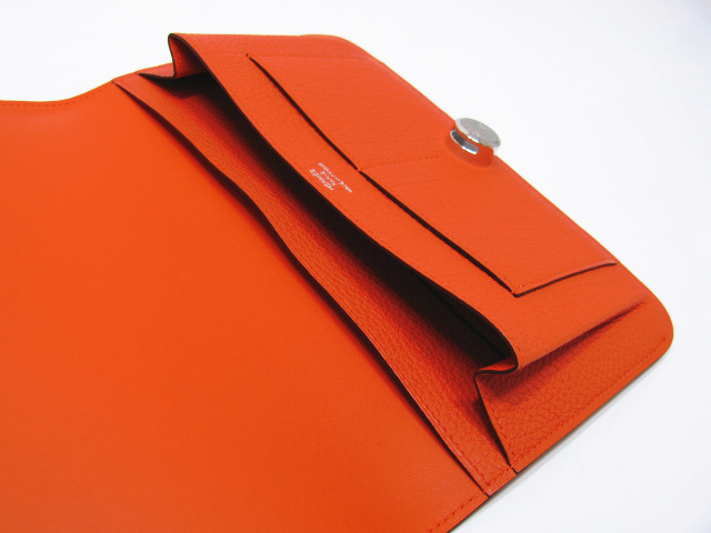 HERMES エルメスコピー ドゴンGMトゴ オレンジ金具：シルバー hq031