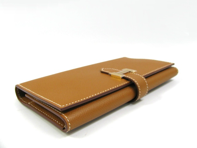 HERMES（エルメス）ベアン三つ折長財布/ゴールド（金具：ゴールド）