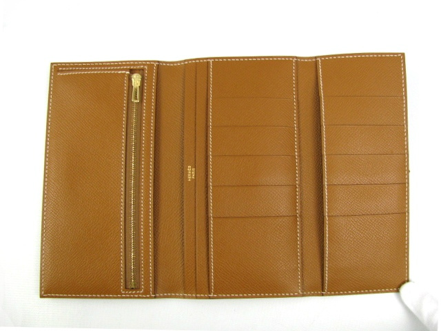 HERMES（エルメス）ベアン三つ折長財布/ゴールド（金具：ゴールド）