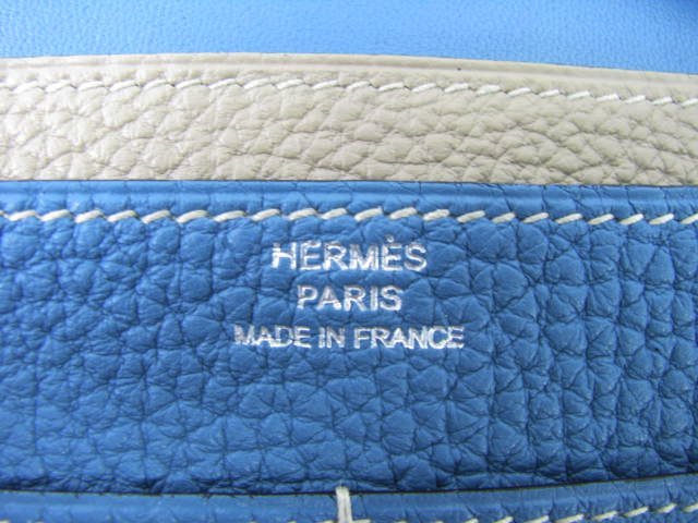 HERMES エルメス ドゴンGM 長財布トゴ ブルージーン×トゥルティールグレー hq037