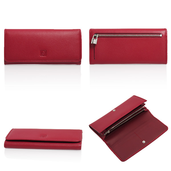 ロエベ   長財布 レッド CONTINENTAL WALLET  113 95 F11 7400 LIPSTICK