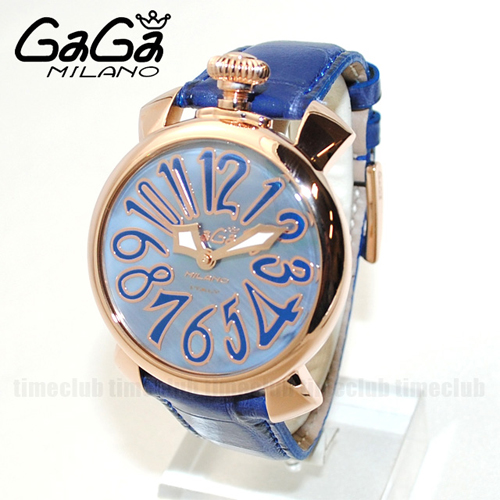 ガガミラノ 時計 スーパーコピー n級品 マニュアーレ マヌアーレ 40mm ブルー レザー/ブルーシェル/ピンクゴールド 5021.07