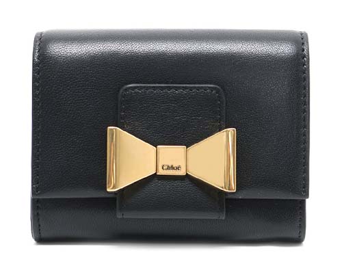 クロエ CHLOE ボビィ ラムスキン 二つ折財布 ブラック 3P0491 834 001