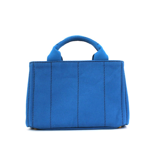 PRADA CANAPA キャンバス ハンドバッグ ブルー＆ゴールド BN2439